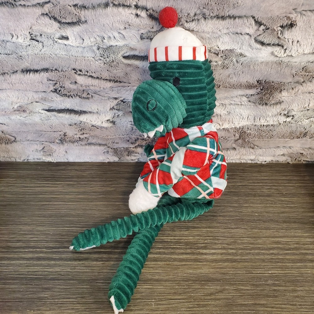 Hanging Christmas Alligator Plush 19' Stuffed Holiday Animal, Green Textured